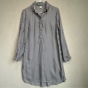 Old Navy Striped Popover Navy White Pinstriped Casual Shirt Dress Sz S Beach